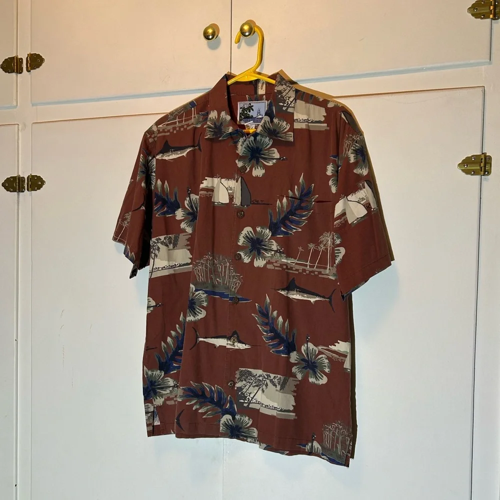 Aftco Bluewater Shirt Button Down‎ Men's Size Medium Fish Print - Picture 3 of 9